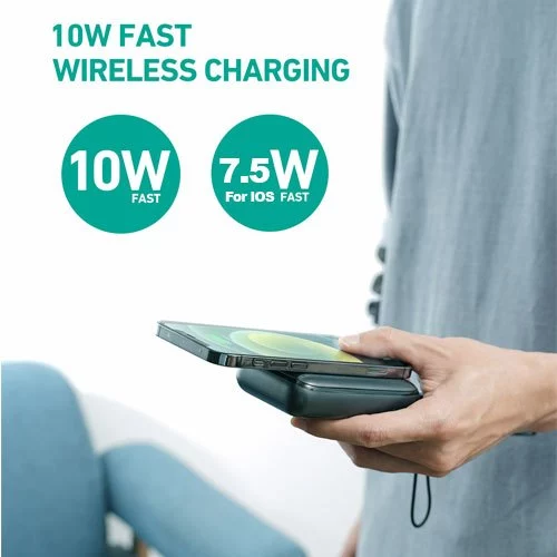 AUKEY Wireless Powerbank 10000mah USB C 20W PD 3.0 Slim PB-WL01S-GY