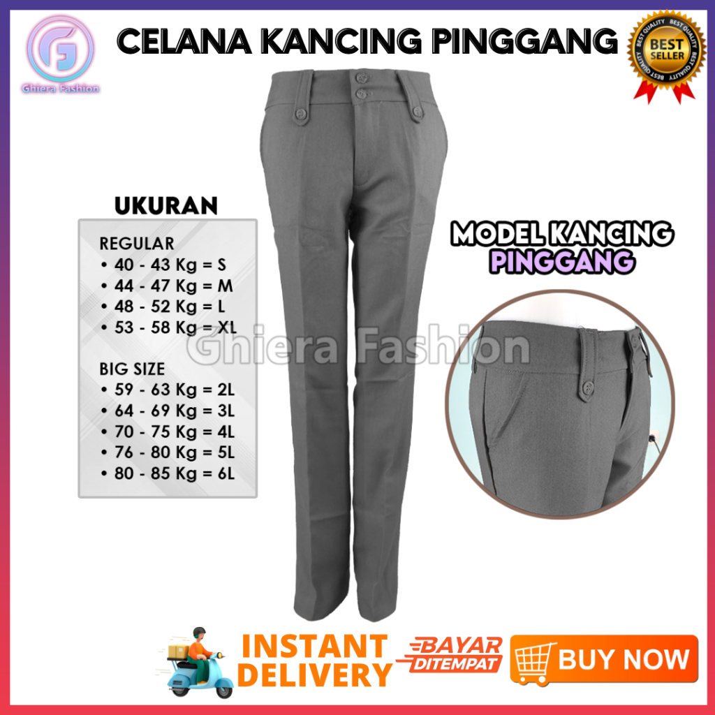 Jual Celana Kerja Wanita Kantoran Polos Saku Pakaian Kantor Clana ...