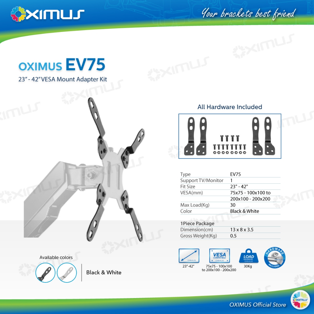 Jual Extender VESA Adapter 75x75 - 100x100 jadi 200x200mm OXIMUS EV75 ...