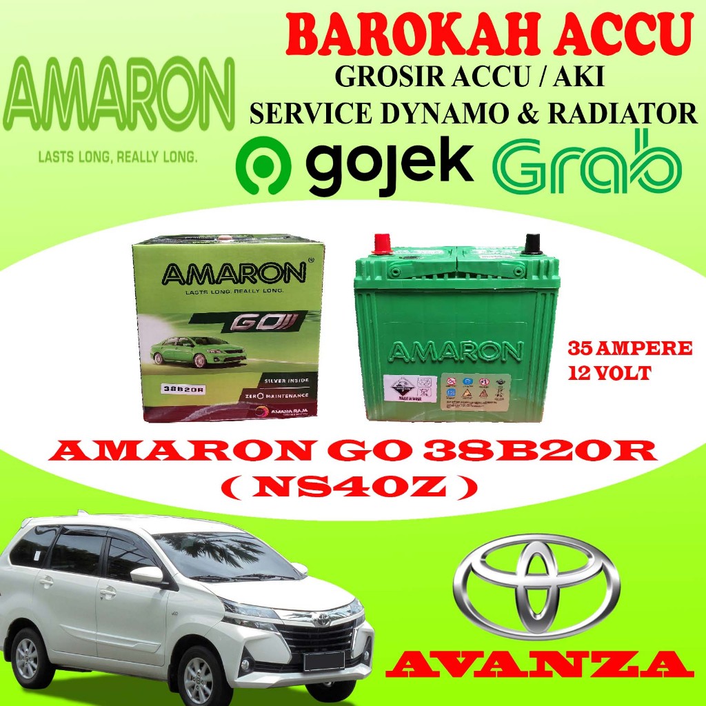 Jual AKI MOBIL TOYOTA AVANZA AMARON GO 38B20R / NS40Z , 35 AH | Shopee