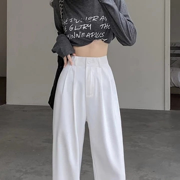 Korean Import Krem Fashion Loose Highwaist Wanita Kulot