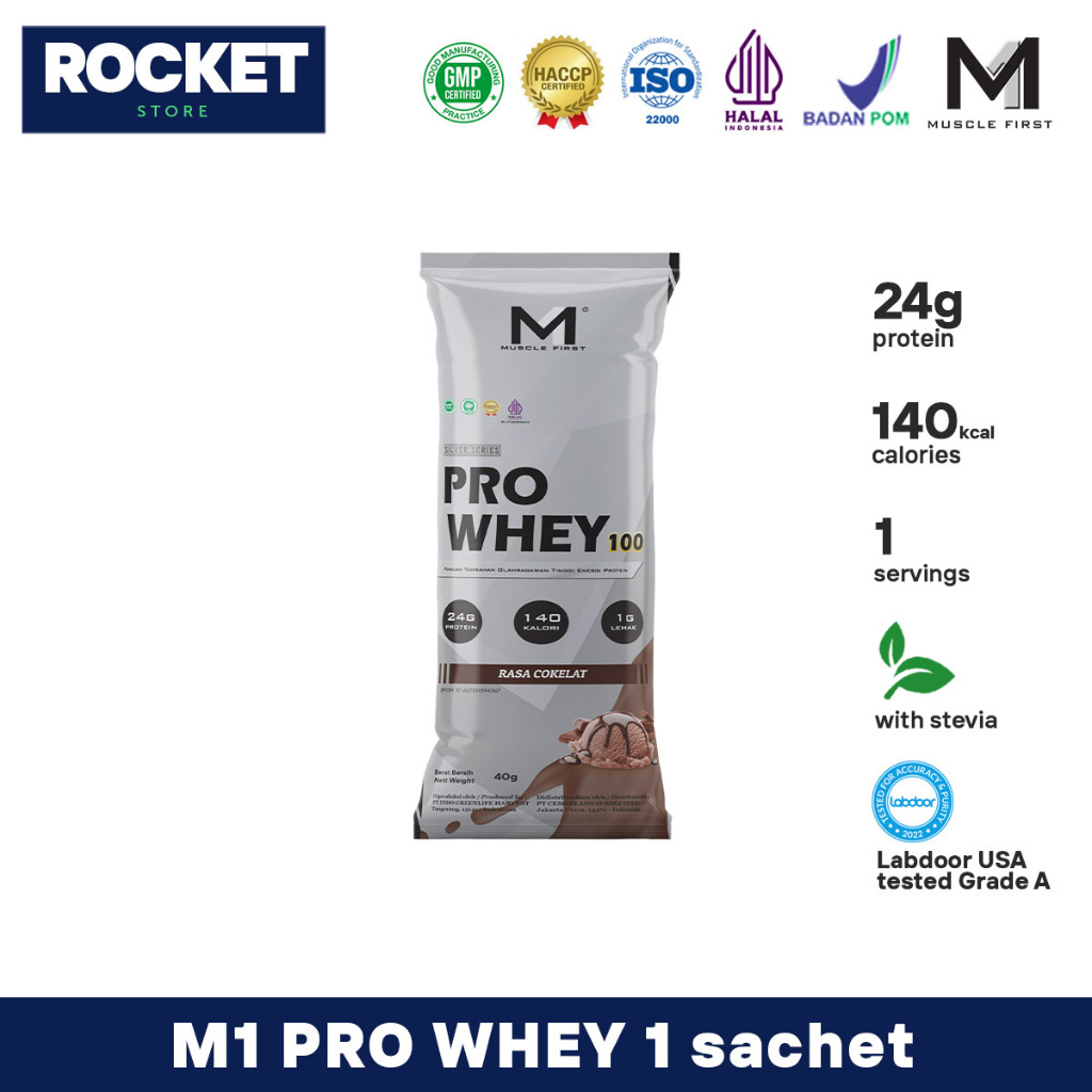 Jual Muscle First M1 Pro Whey Protein 100 Kemasan Ecer 1 Sachet 40 Gr ...