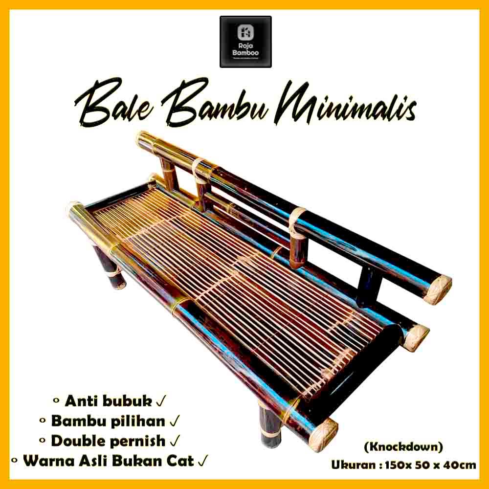 Jual Bale Bambu Hitam Rotan | Bale Estetik | Bench Bambu Hitam | Ukuran ...