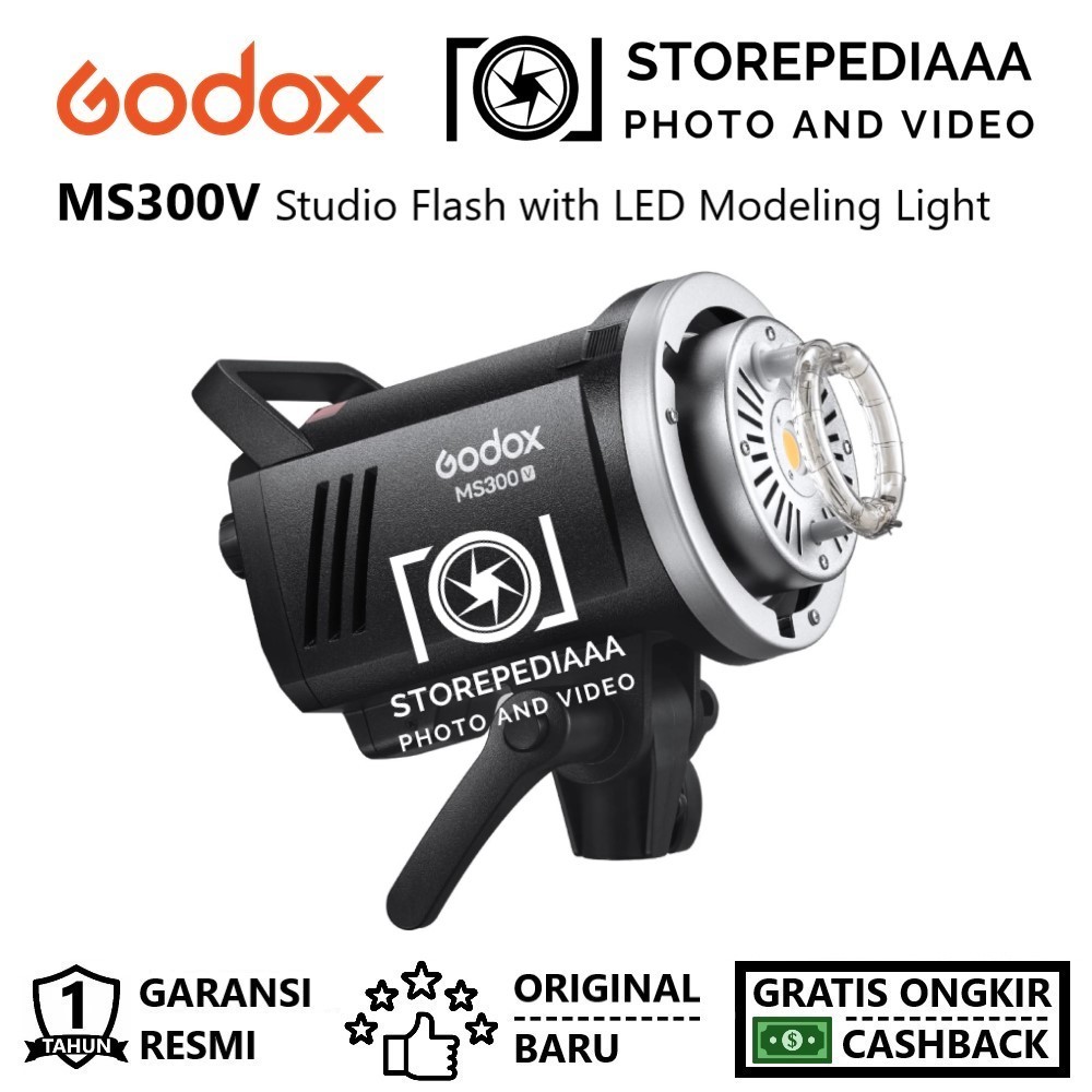 Jual Godox MS300V Studio Flash with LED Modeling Light MS300-V MS300 V ...