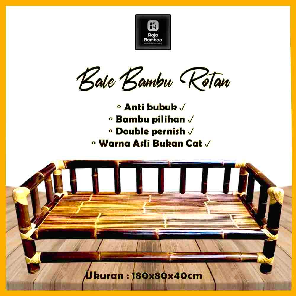 Jual Free Ongkir Bale Bambu Hitam Rotan Ukuran 180x80 Bench Bambu Hitam Bale Bambu 6503