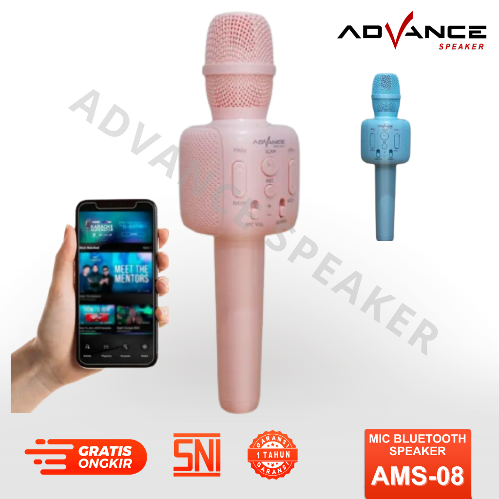 Jual Advance AMS08 Microphone Speaker Wireless Bluetooth Mic Karaoke