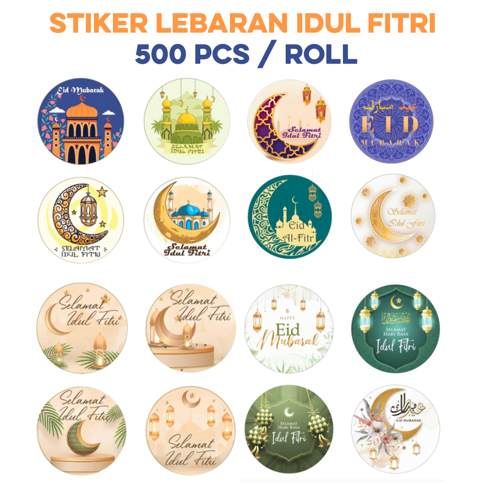 Jual Stiker Lebaran Idul Fitri 500 Pcs Ramadan Haji Umroh Sticker ...