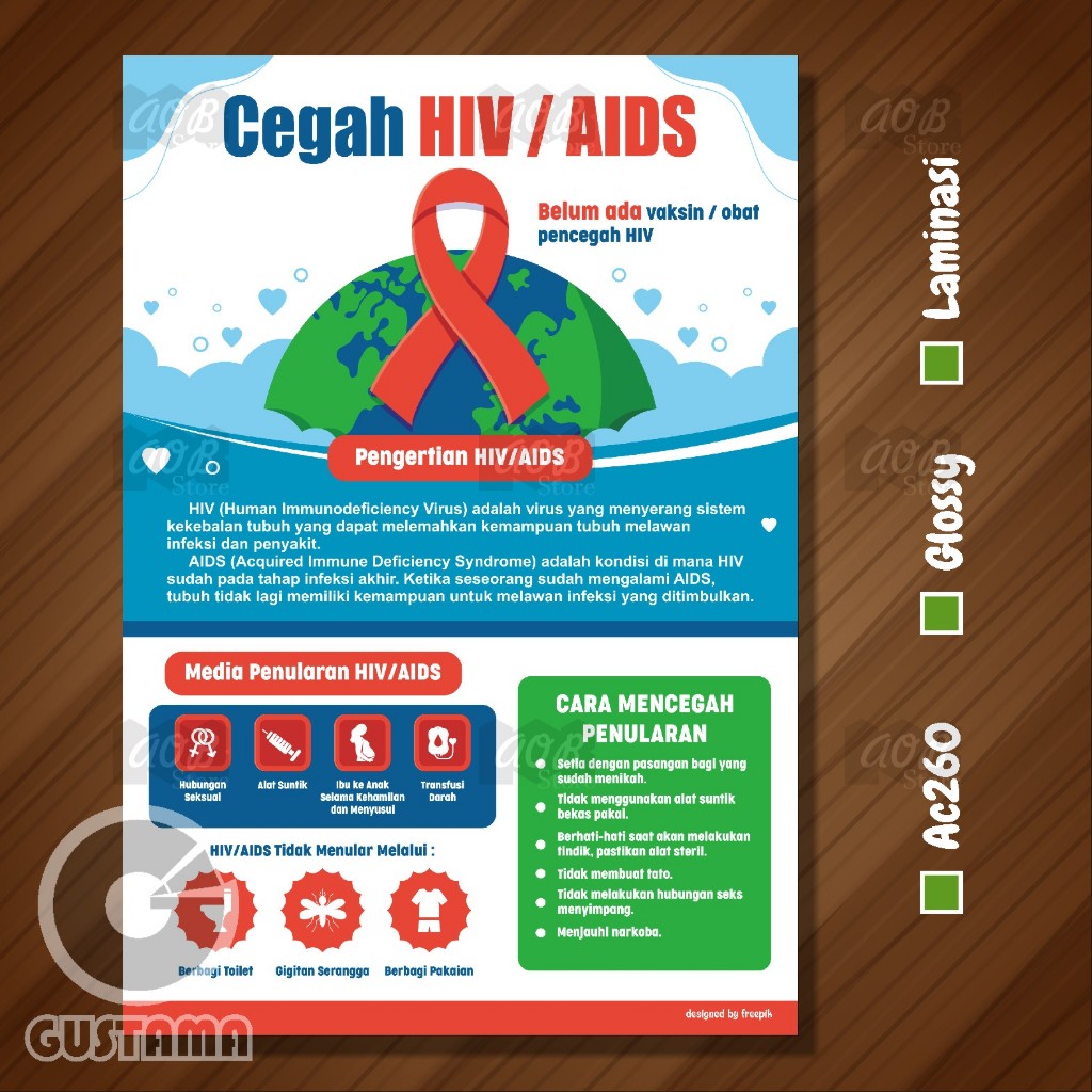 Jual Poster Cegah HIV AIDS, Poster Edukasi Kesehatan A3+ | Shopee Indonesia