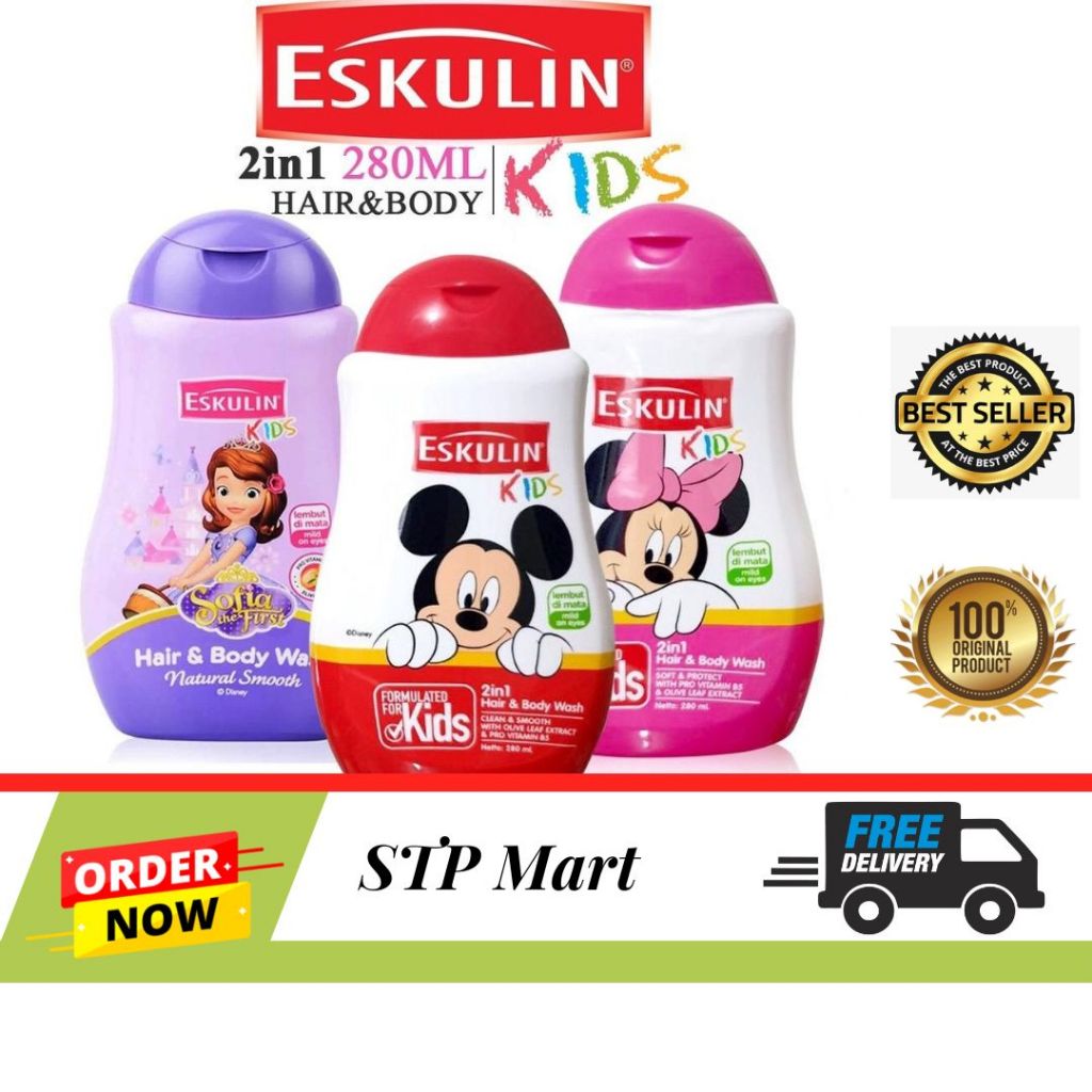 Jual ESKULIN KIDS 2in1 Hair & Body Wash 280ML | Shopee Indonesia