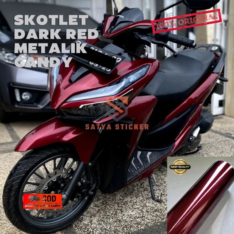 Jual Skotlet Stiker Motor Merah Tua Metalik Candy Skotlet Merah Darah