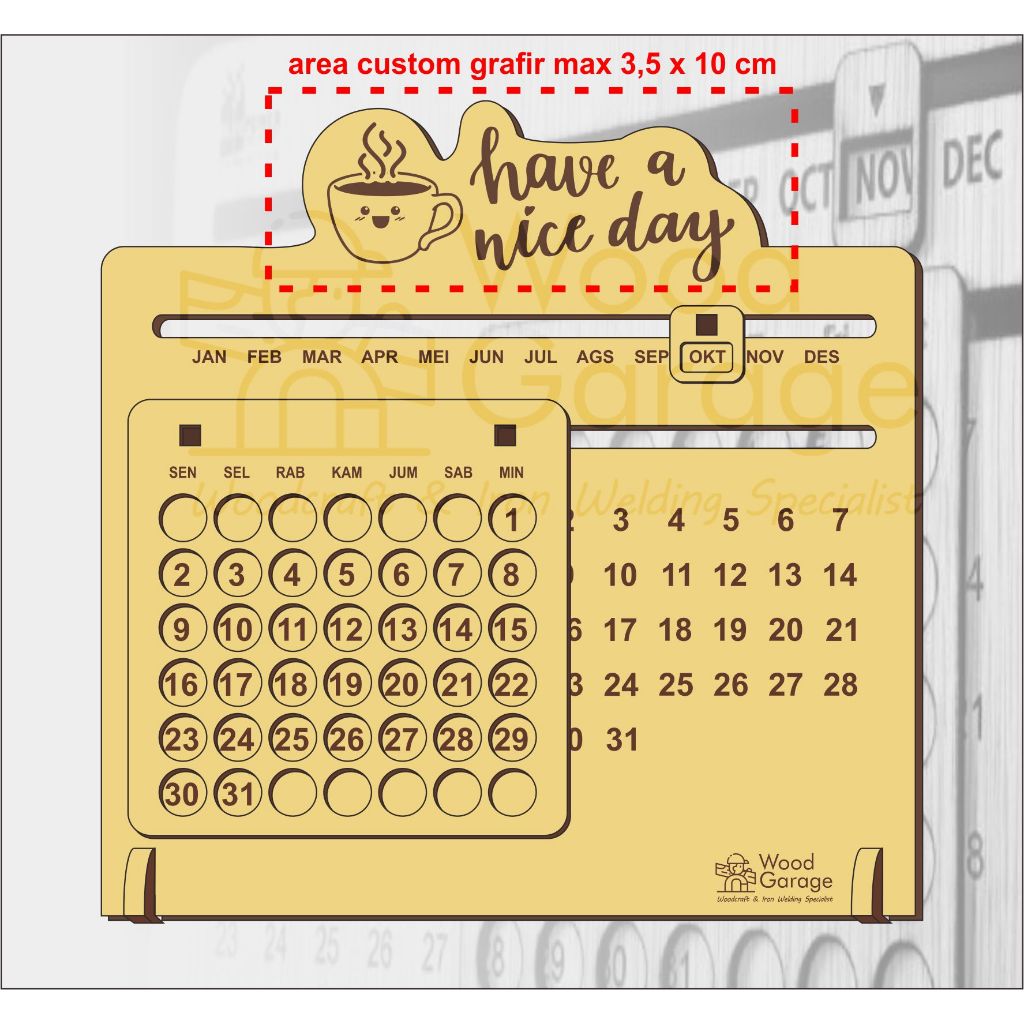 Jual kalender geser sepanjang masa perpetual slide calendar seumur