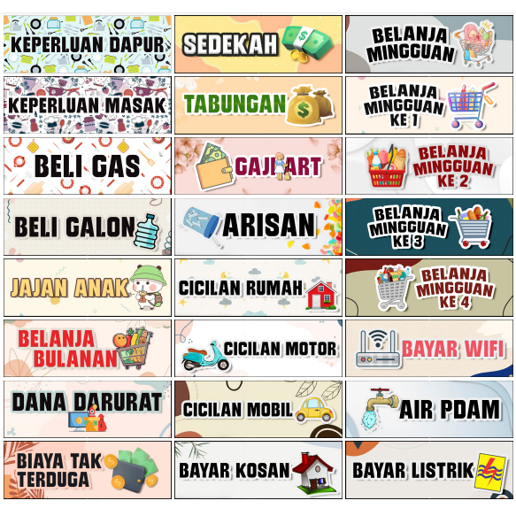 Jual A-ZAHRA STIKER DOMPET BUDGETING / KERTAS TANGGALAN 1-31 / STIKER ...