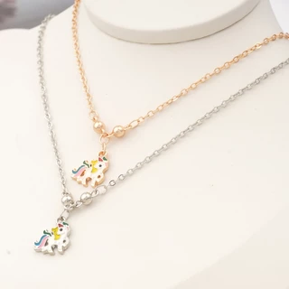 Hyl Jewelry 381N Kalung Titanium Wanita Karat Emas Silver Asli Panjang Muda Dan Anti Luntur