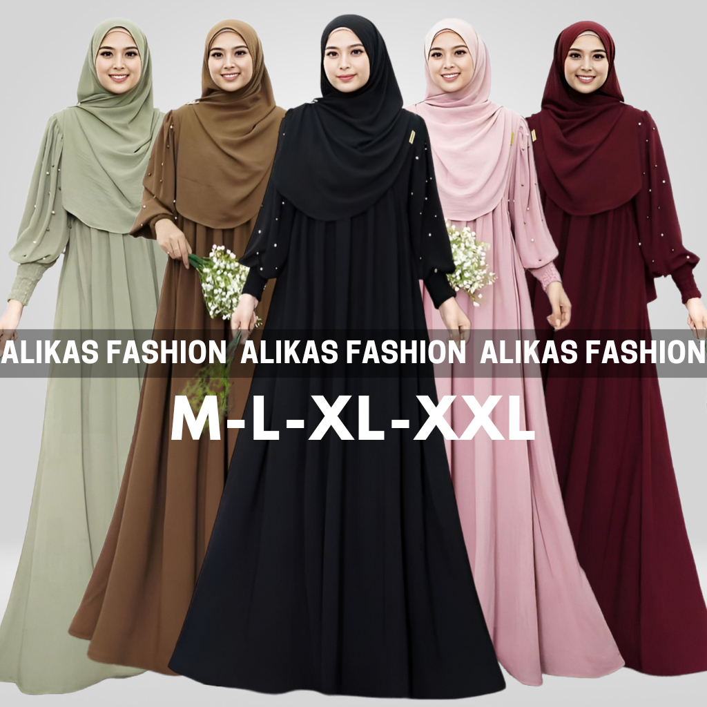 Jual Alks Gamis Syari Set Pashmina Crinkle Airflow Sarah Syari Set