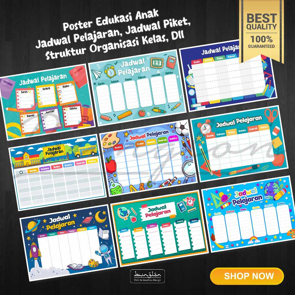 Jual Poster Edukasi, Jadwal Pelajaran, Pelajar Pancasila, Jadwal Piket ...