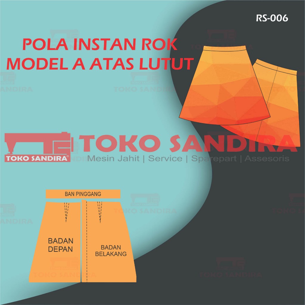 Jual pola rok model A atas lutut/pola instan rok semi/pola rok wanita ...