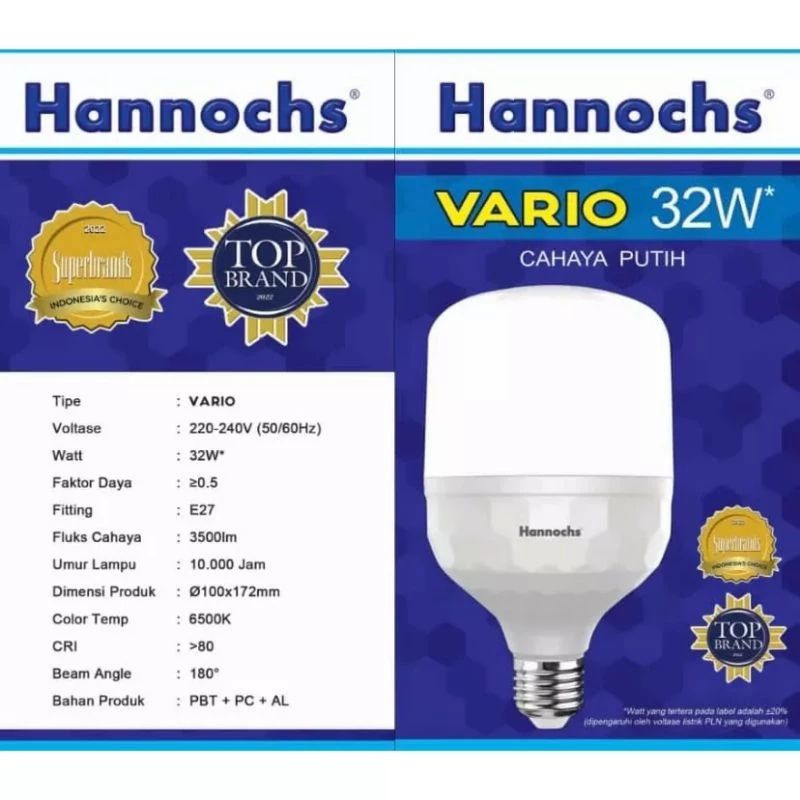 Jual Lampu Hannochs Vario Watt Lampu Hannoch Watt Sni Shopee