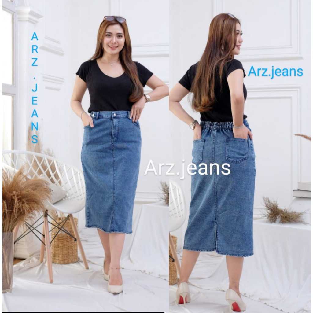 Jual Trend Rok Jeans Wanita 7/8 Span Street Slim Tebal Nyaman | Shopee ...