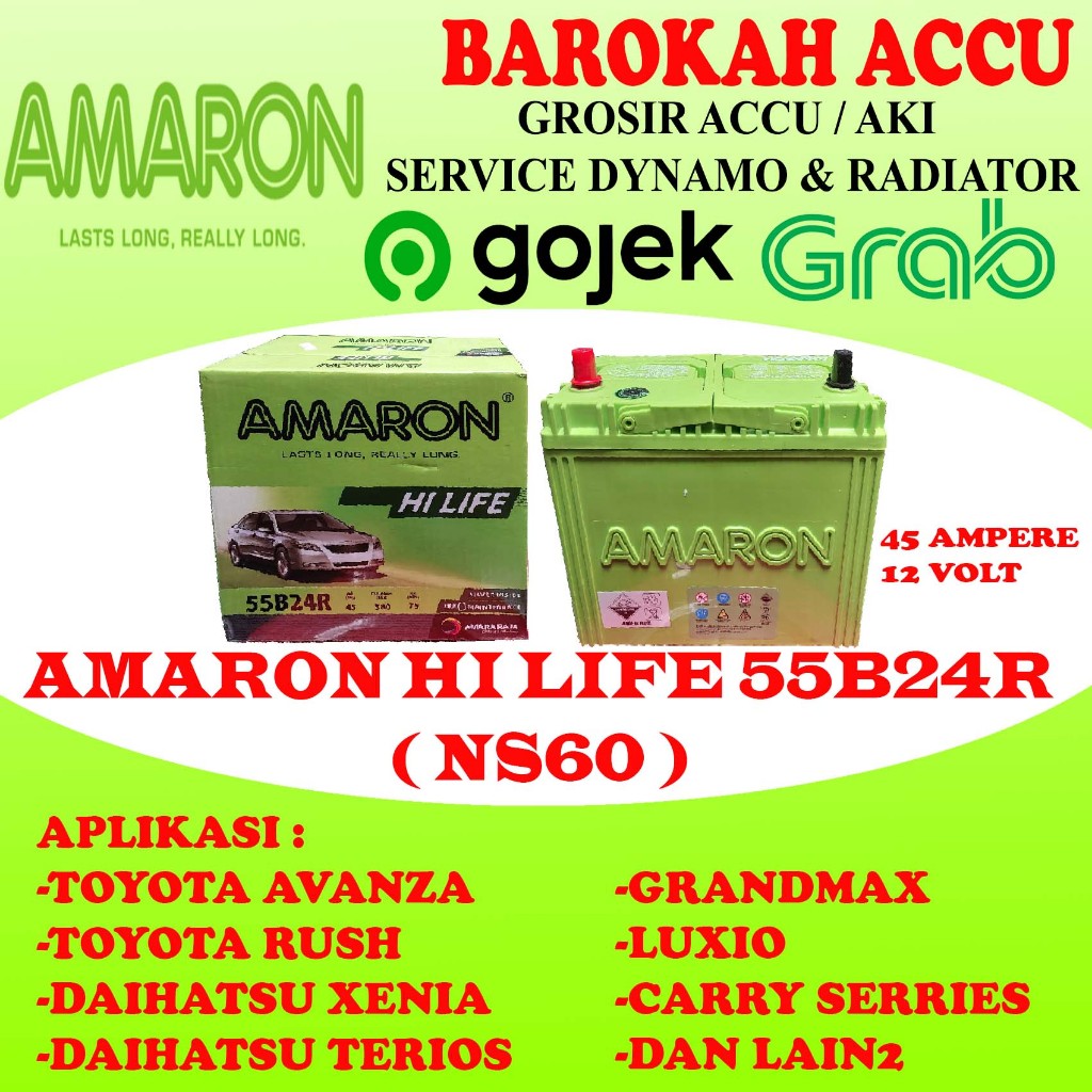 Jual AKI MOBIL AMARON HI LIFE 55B24R / NS60 , 45 AH | Shopee Indonesia
