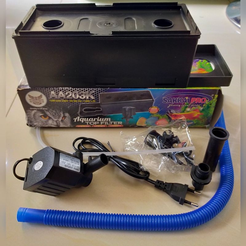 Jual Aquarium Top Filter 3in1 Sakkai Pro AA203K Filter Aquarium Pompa