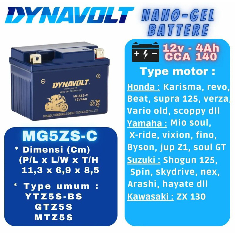 Jual Aki Motor DYNAVOLT Nano gel MG5ZS-C (FREE 1 PCS TSHIRT SETIAP