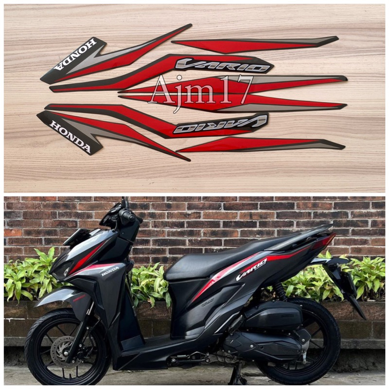 Jual STIKER STRIPING VARIO 125 TAHUN 2018 ABU HITAM LIS MERAH | Shopee