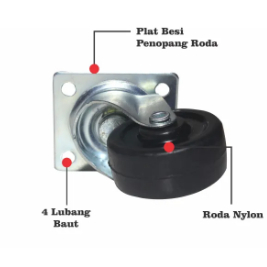 Jual Roda Caster Hitam 1.5 Inci Roda Nilon Roda Kastor Kecil 40mm Hidup ...