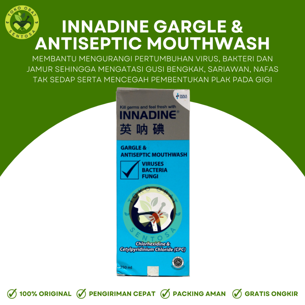 Jual Innadine Gargle & Antiseptic Mouthwash Shopee Indonesia