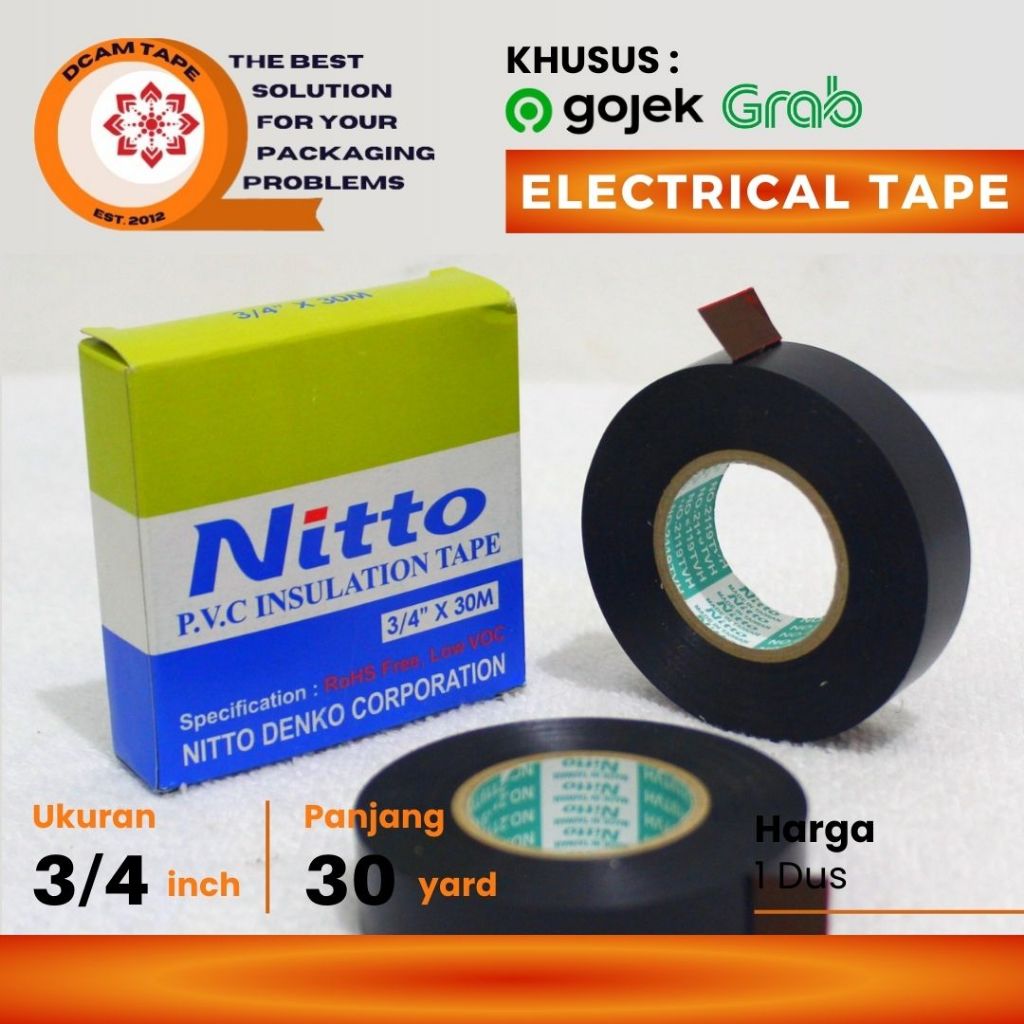 Jual Isolasi Listrik Hitam Nitto Original Tape Hitam Pvc Kabel Nito