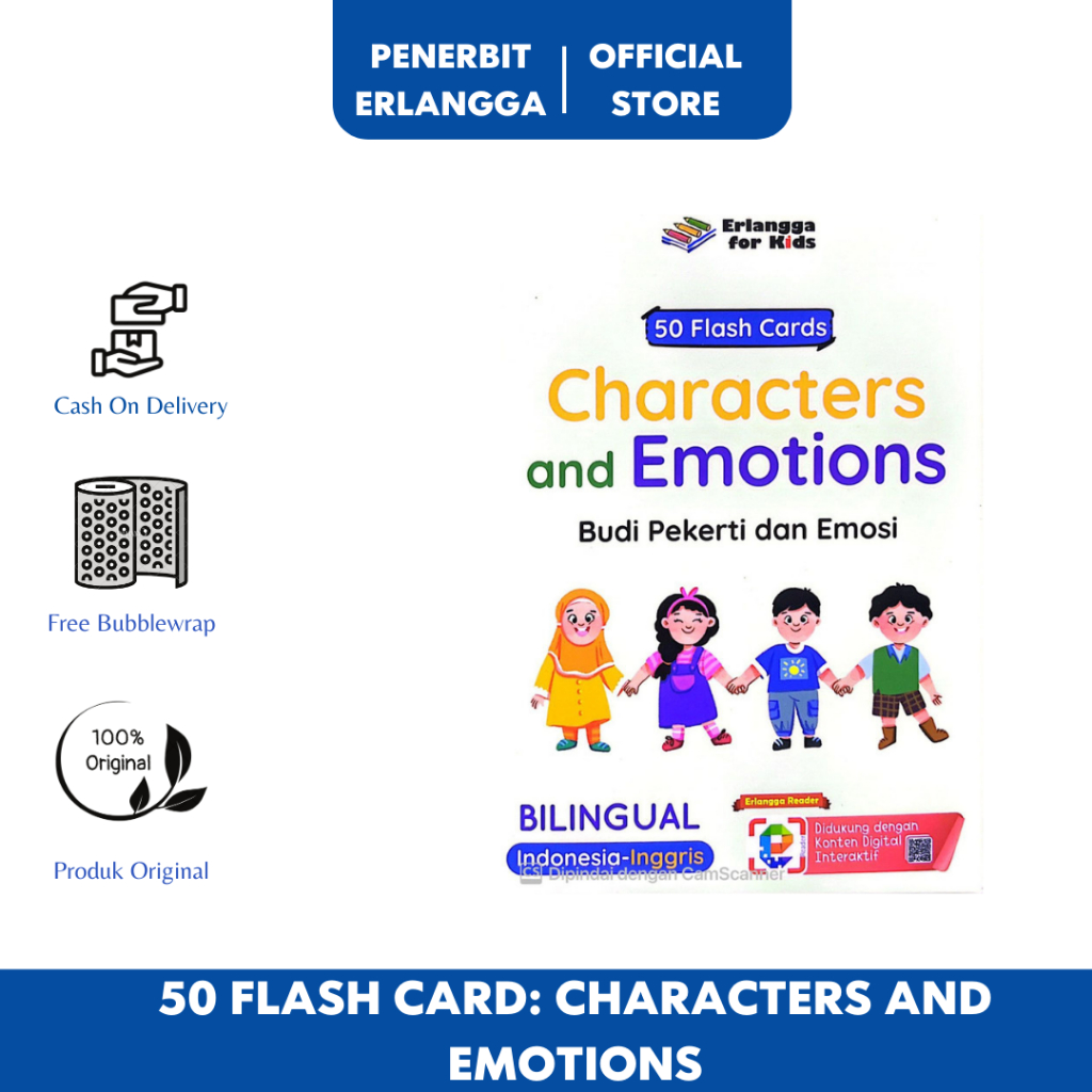 Jual [Erlangga Official] 50 Flash Card Bilingual : Kartu Budi Pekerti ...