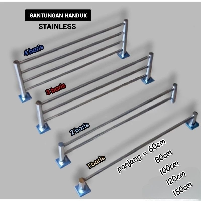 Jual gantungan handuk kamar mandi jemuran handuk stainless 1 s/d 4