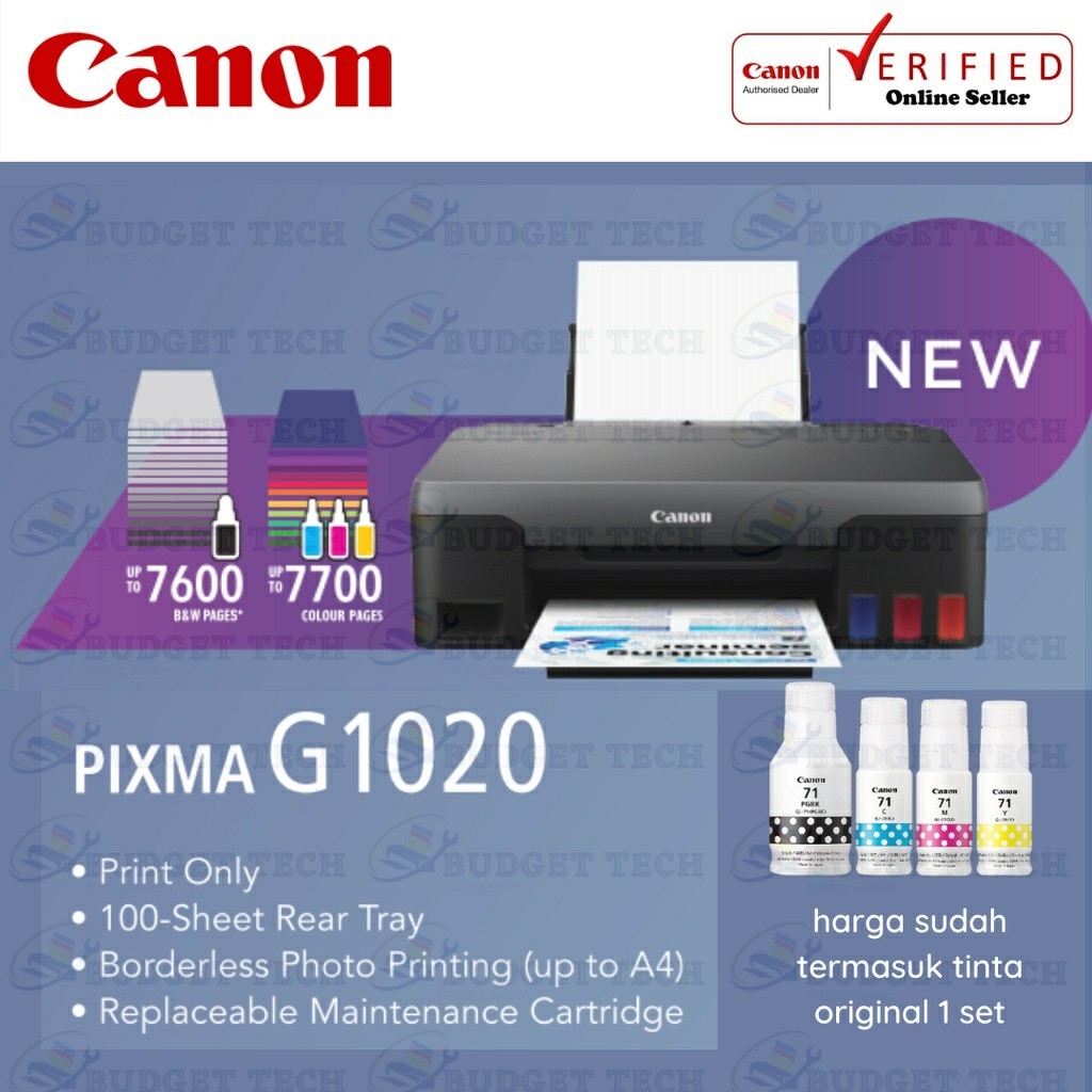 Jual Printer Canon PIXMA G1020 ink tank single function G 1020 Original ...