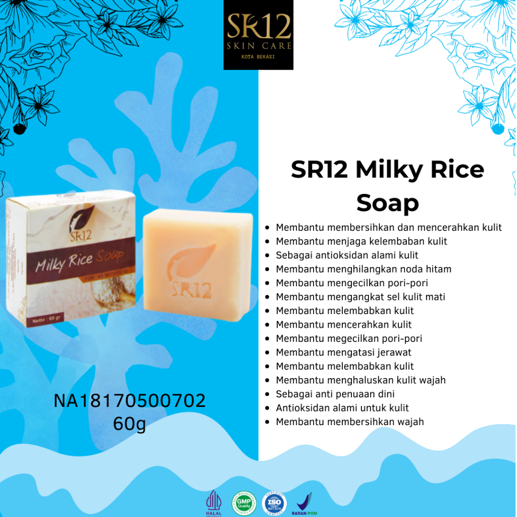 Jual SR12 Milky Rice Soap 60g Sabun Wajah untuk Semua Jenis Kulit