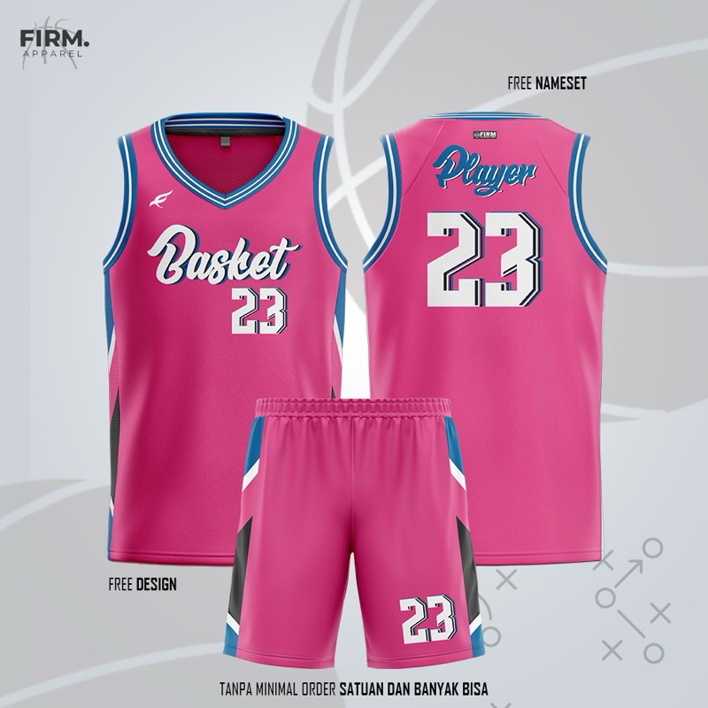 Jual Jersey basket pink custom basketball pbl basket team baju jersey
