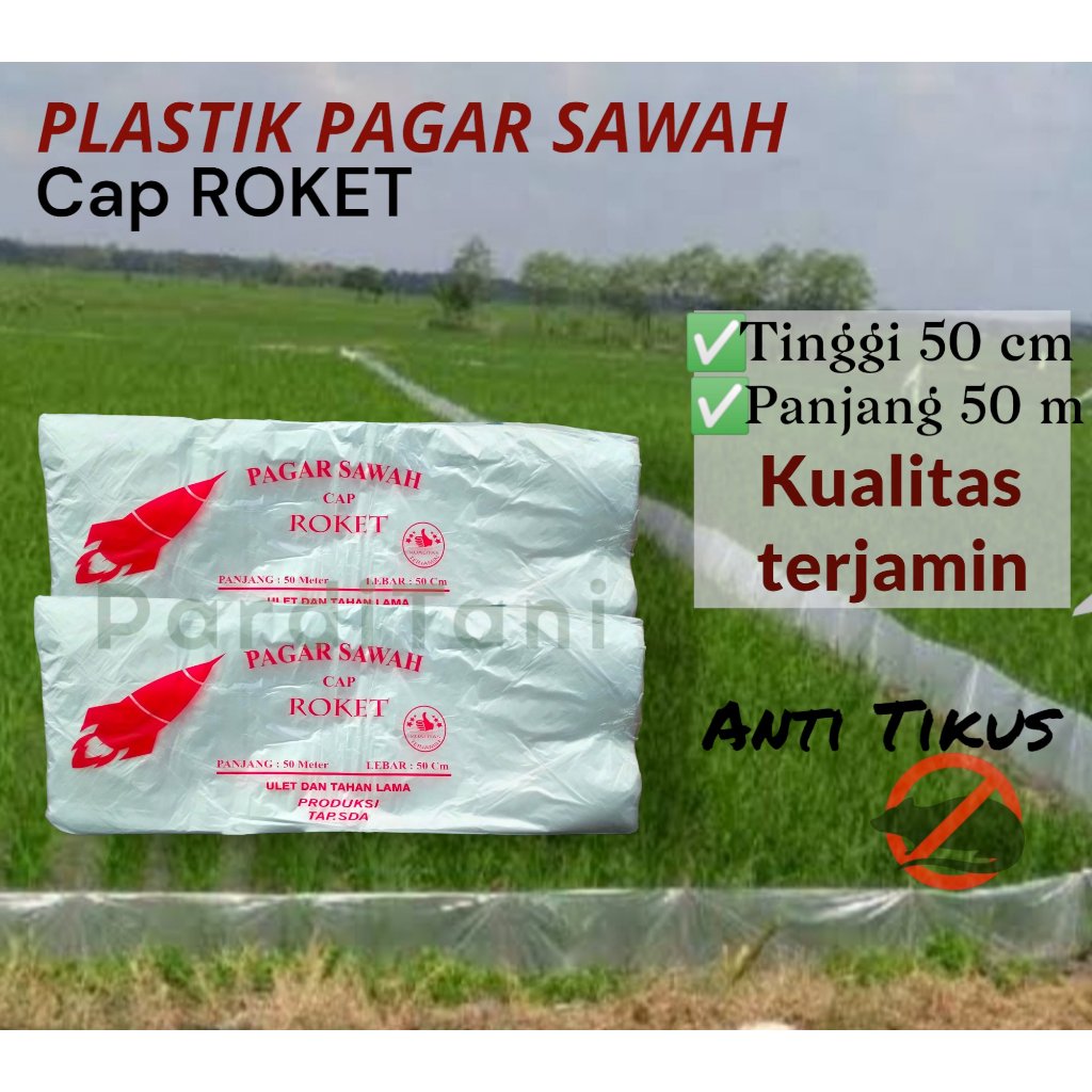 Jual Plastik Pagar Sawah Tinggi 50 Cm X Panjang 50 Meter Cap Roket Shopee Indonesia 