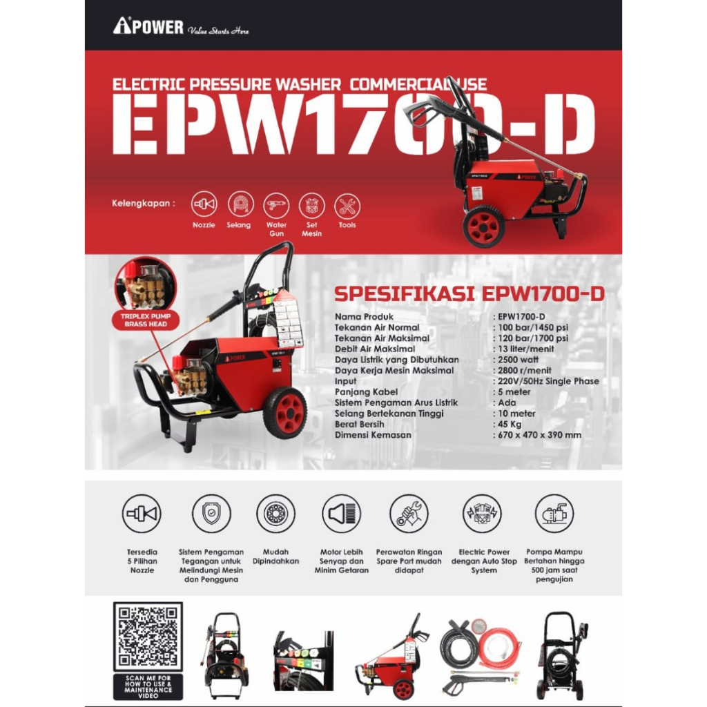 Jet Cleaner ELECTRIC EPW1700-D IPOWER MACH2800 PROQUIP / Jet Cleaner High Pressure Washer LISTRIK Mesin Semprotan Air Cuci Mobil Motor EPW1700-D IPOWER x MACH2800 PROQUIP