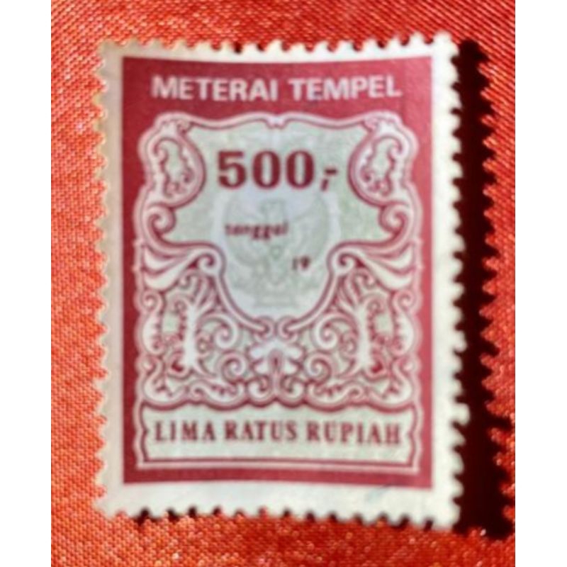 Jual 1 potong materai tempel kuno 500 Rupiah merah tahun 1981-1985 ASLI ...