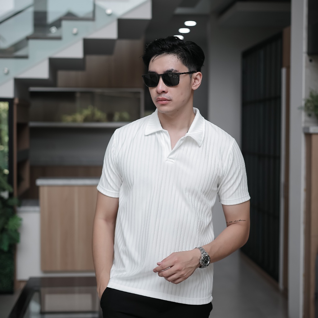 CREDO Kaos Polo Shirt Pria Kerah Knit Premium CLEAR WHITE