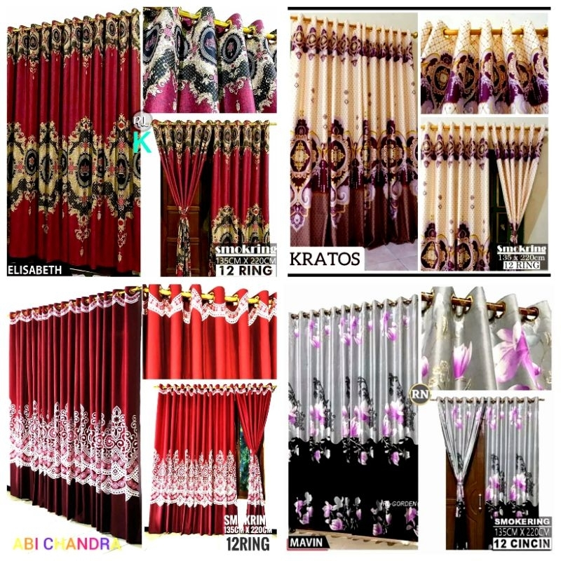 Gorden jendela dan pintu smokring 12 lubang minimalis dan motif sultan free tali