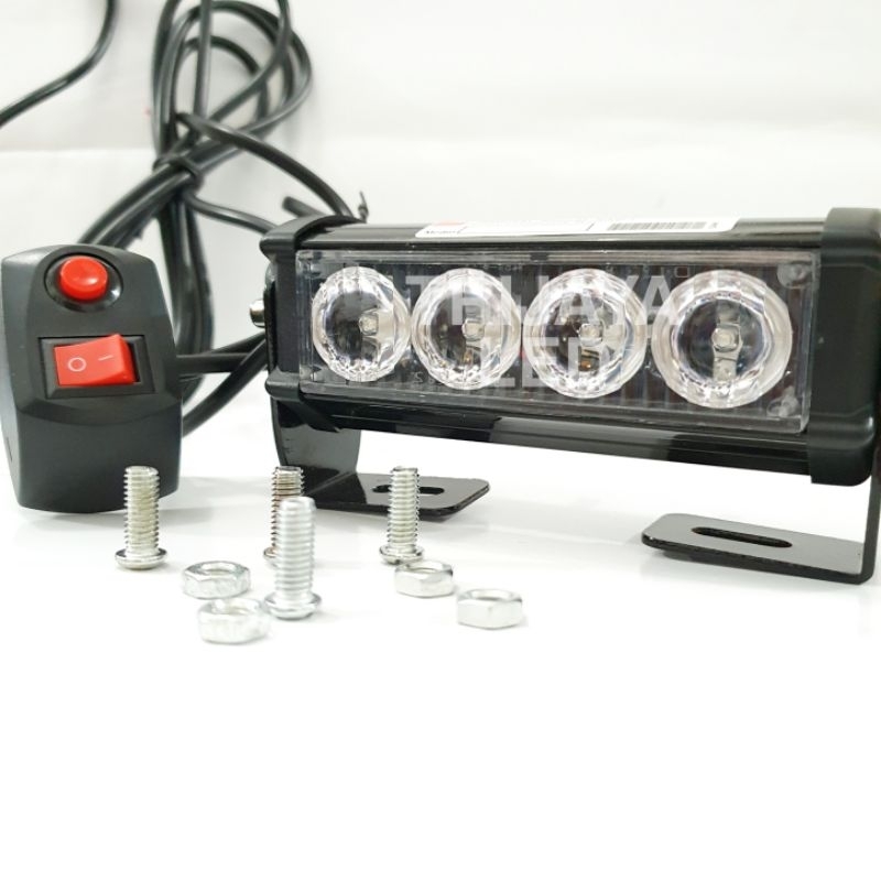 Jual Lampu LED Tembak Sorot Flash Running 4 x 2 Mata 8 Mode Motor Mobil ...