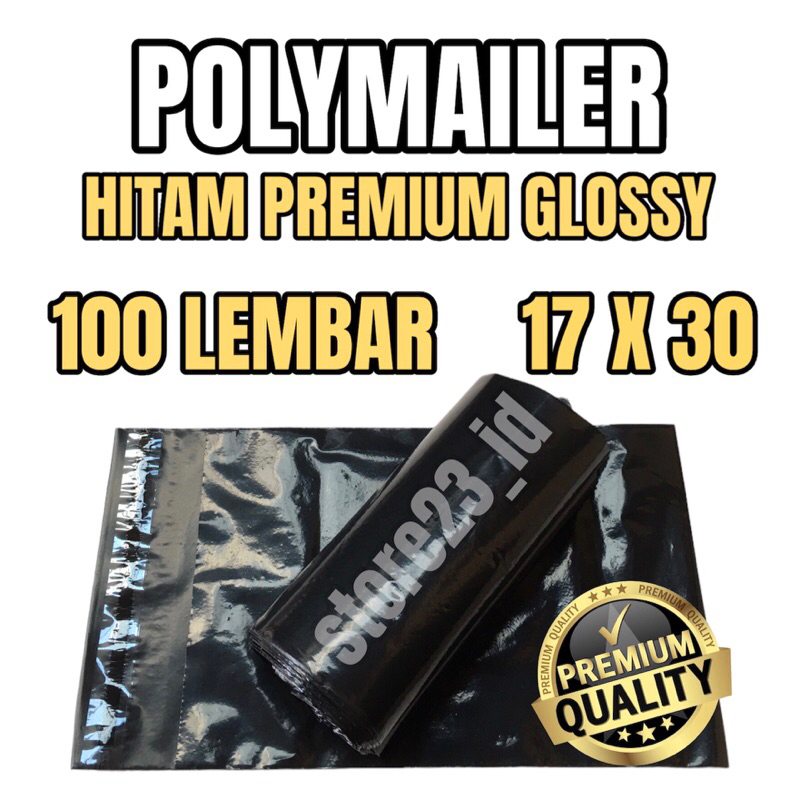 Jual Polymailer 17 X 30 Hitam Pe Premium Glossy Isi 100 Lembar Plastik Packing Polymailer 7883