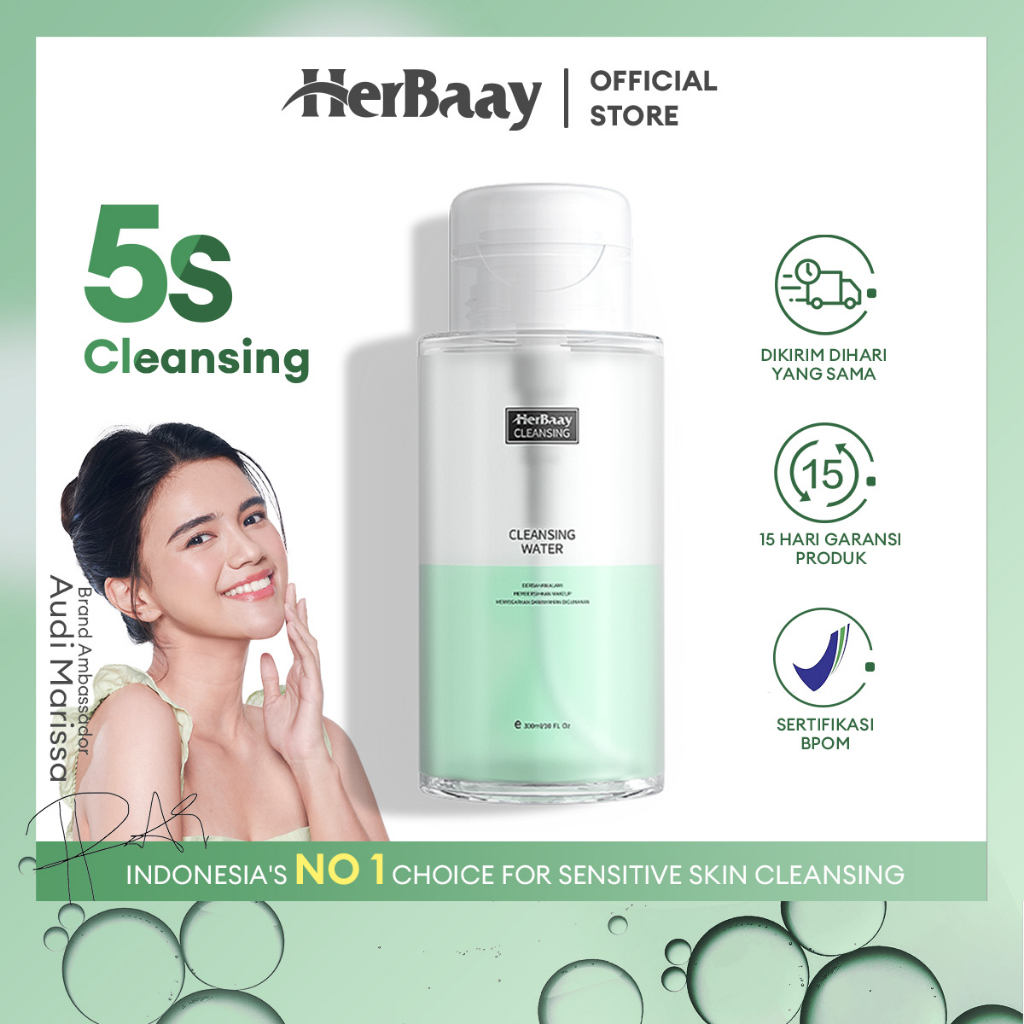 Jual HerBaay Micellar Water 300ml Gentle Makeup Remover moisturizering
