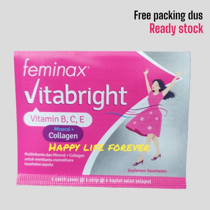 Jual Feminax Vitabright vit B , C , E , Mineral + Collagen isi 4