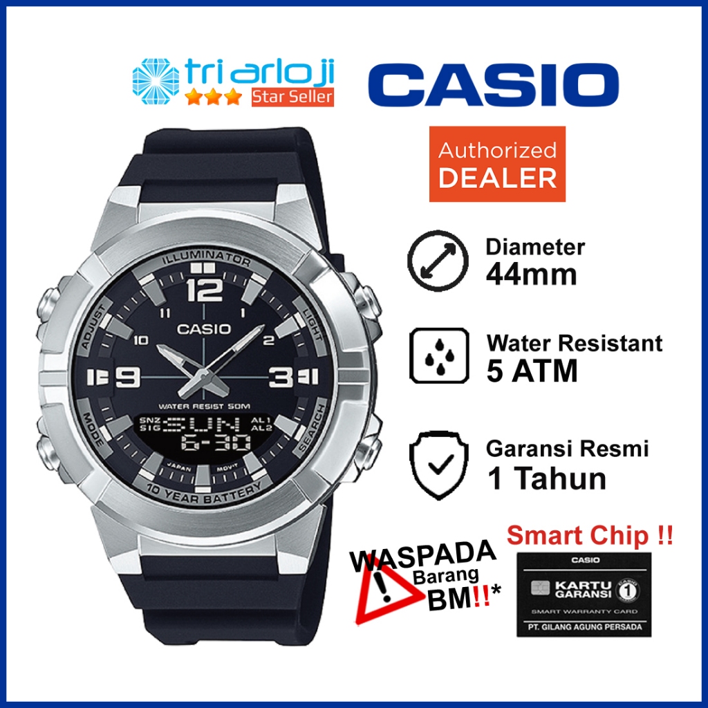 Casio AMW-870-1A - Orologio Uomo Analogico-Digitale Con Mondo Tempo E Cronometro