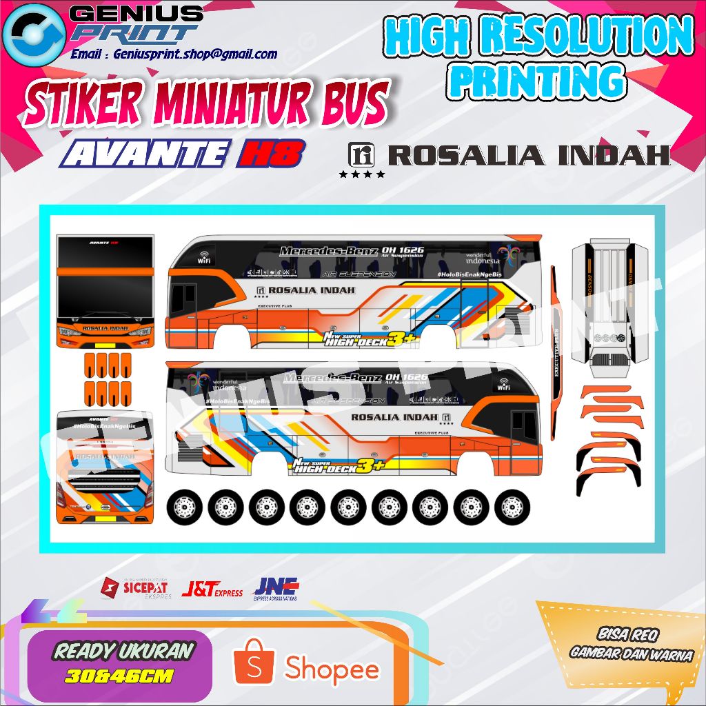 Jual Stiker A3 Miniatur Bus Avante H8 Livery Dewi Sri | Midas Nusantara ...