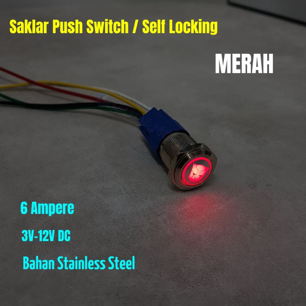 Jual Saklar Tombol On Off LED Stainless Push Button Switch Metal ...