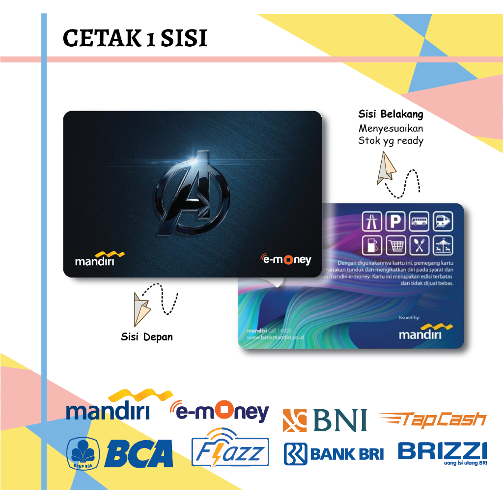 Jual KARTU EMONEY ETOLL SUPERHERO LOGO A AVENGERS MANDIRI FLAZZ BCA GEN ...