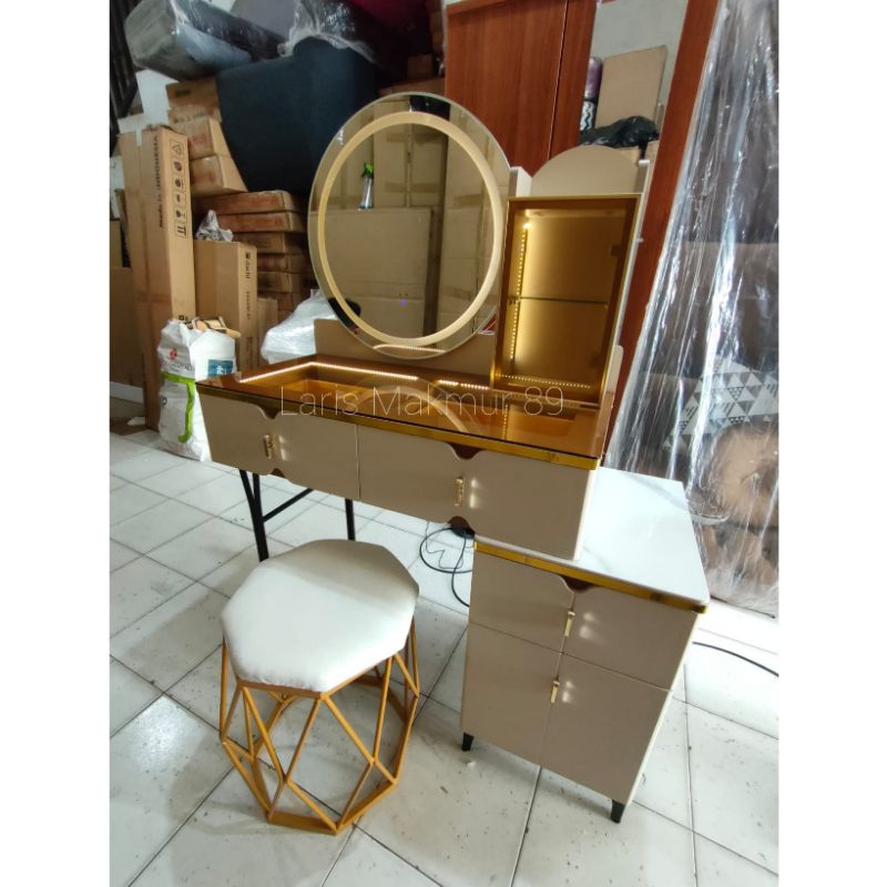 Jual Meja Rias Minimalis lampu LED / Make up table | Shopee Indonesia