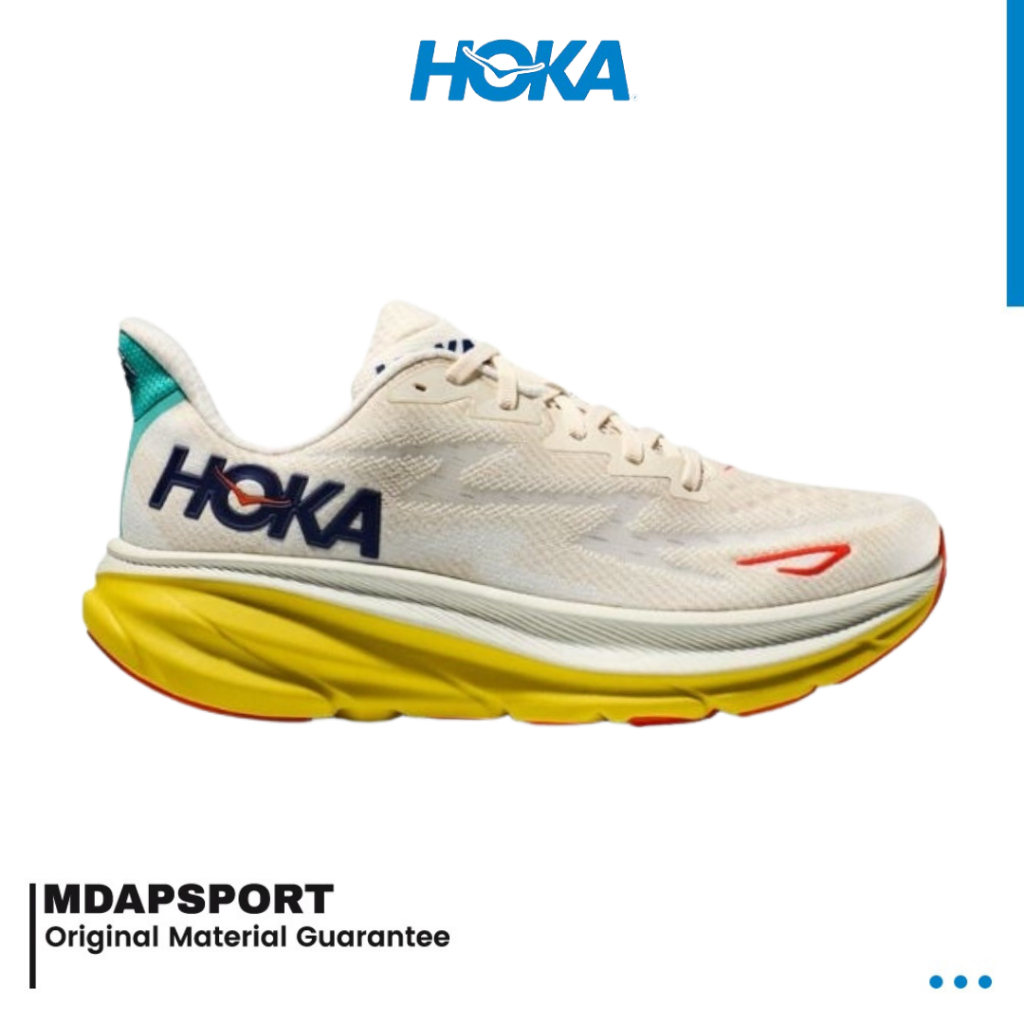 Jual Hoka One One Clifton 9 Road Running Shoes Eggnog / Passion Fruit