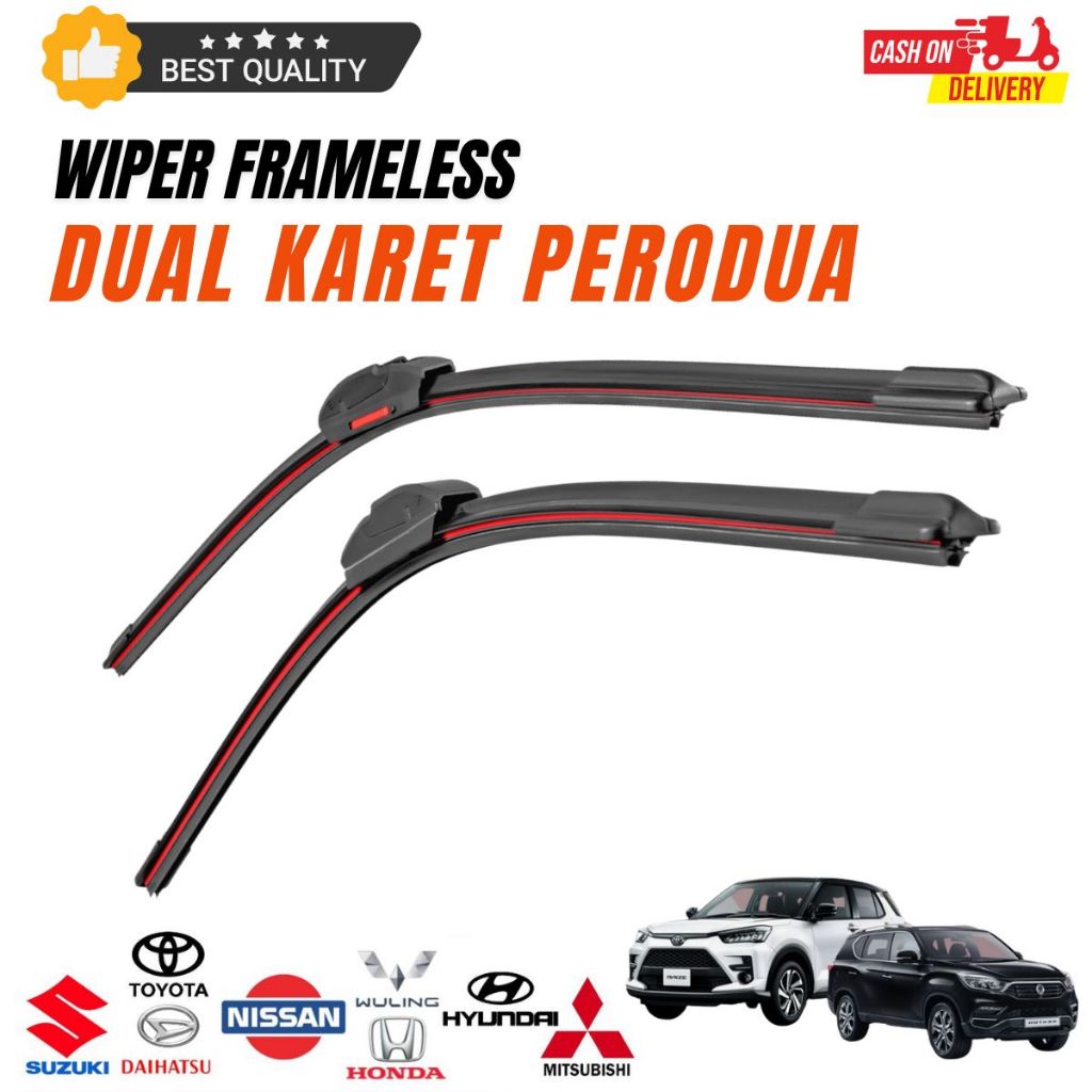 Jual Wiper Frameless Dual Karet Perodua Untuk Semua Jenis Mobil Toyota